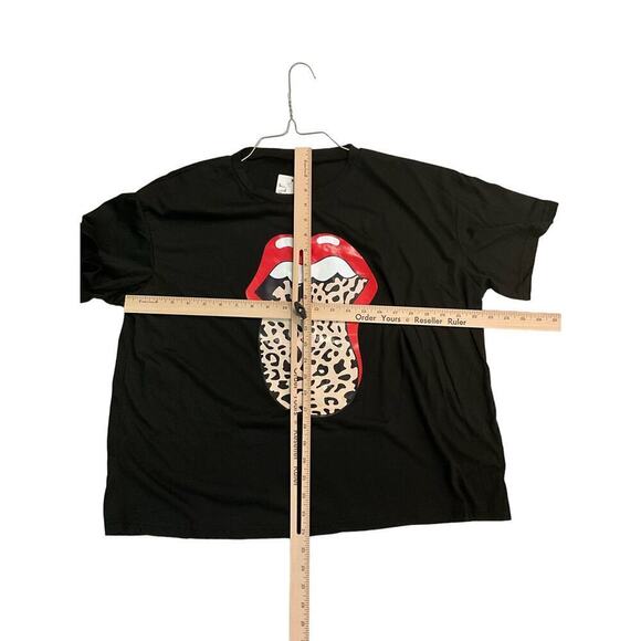 Rolling Stone T-Shirt Women L Black Crewneck Leopard Print Tongue Graphic Cotton - Picture 5 of 5